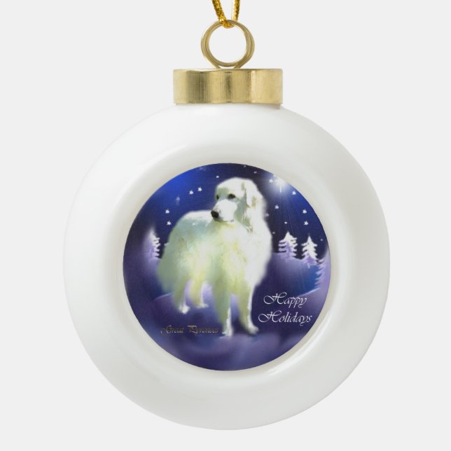 Boule En Céramique Noël des Grands Pyrénées (Devant)