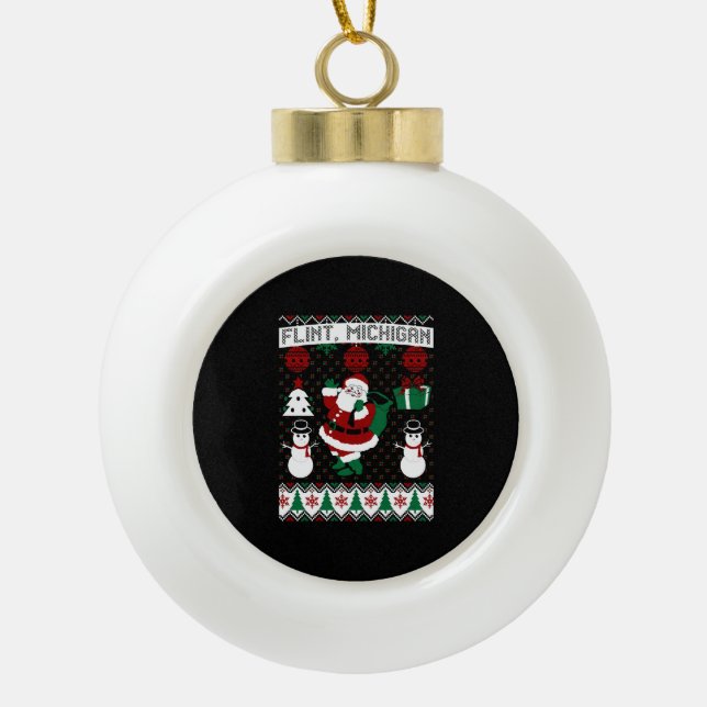 Boule En Céramique Noël Douille moche Flint Michigan (Devant)