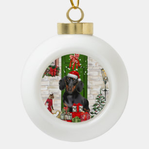 Boule En Céramique Noël du chien Dachshund