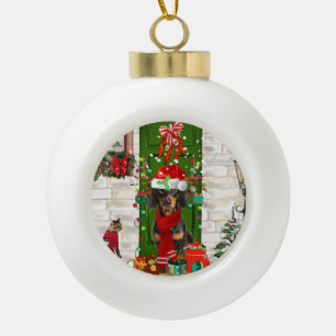 Boule En Céramique Noël du chien Dachshund