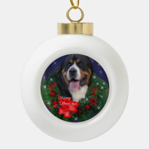 Boule En Céramique Noël du Grand Chien de montagne suisse