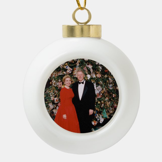 Boule En Céramique Noël du président américain Bill Clinton et Hillar (Devant)