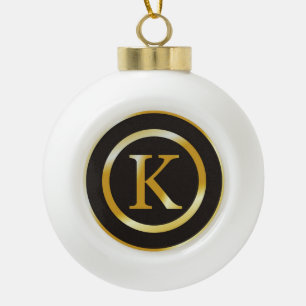 Boule En Céramique Noël élégant du monogramme K d'or