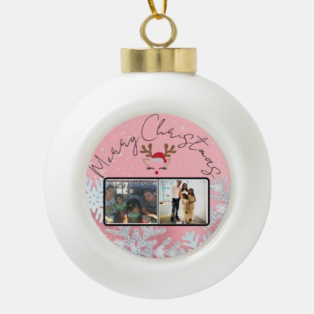 Boule En Céramique Noël en rose (Devant)