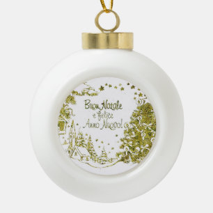 Boule En Céramique Noël espagnol, hiver d'or d'arbres