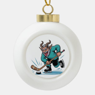 Boule En Céramique Noël Joue au Hockey sur Glace Spooky Noël Sport