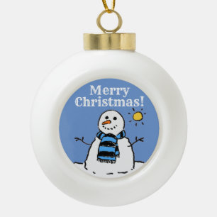Boule En Céramique Noël Snowman Design avec Joyeux Noël