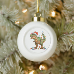 Boule En Céramique Noël T Rex Dinosaure Xmas Dino Tyrannosaure
