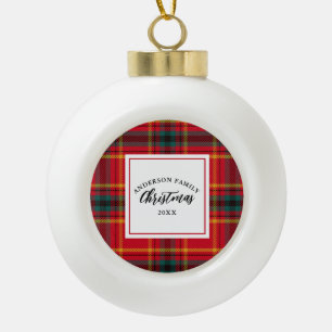 Boule En Céramique Noël Tartan Plaid Nom de famille Année