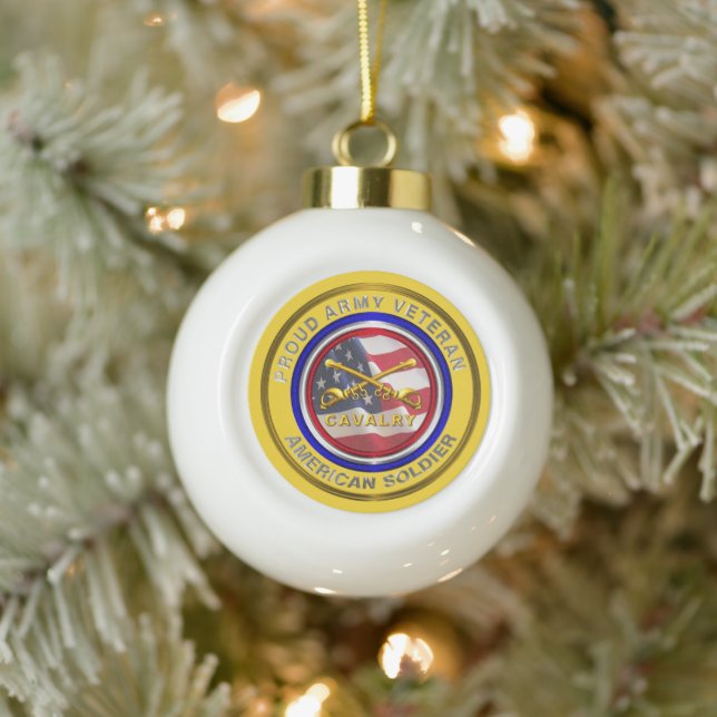 Boule En Céramique Noël vétéran de la cavalerie de l'Armée (Arbre)