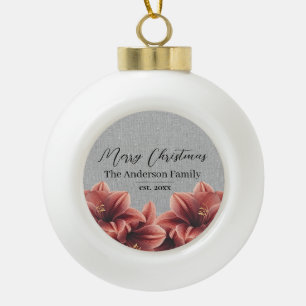 Boule En Céramique Nom de famille Amaryllis de Noël rustique 