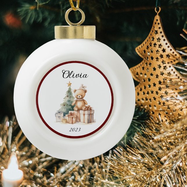 Boule En Céramique Nom mignon Noël Teddy (Créateur téléchargé)