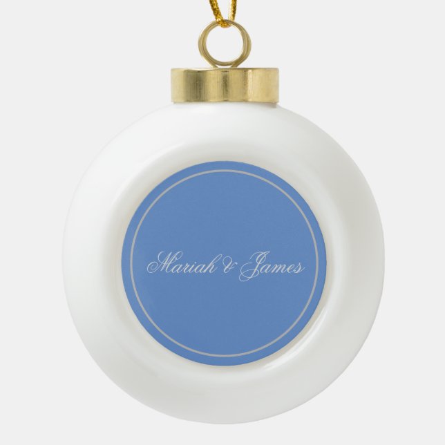 Boule En Céramique Noms minimalistes élégants en bleu clair Calligrap (Devant)