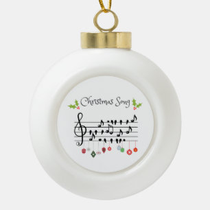Boule En Céramique note musicale des oiseaux de Noël