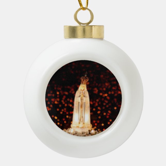 Boule En Céramique Notre Madame d'ornement de Noël de Fatima (Devant)