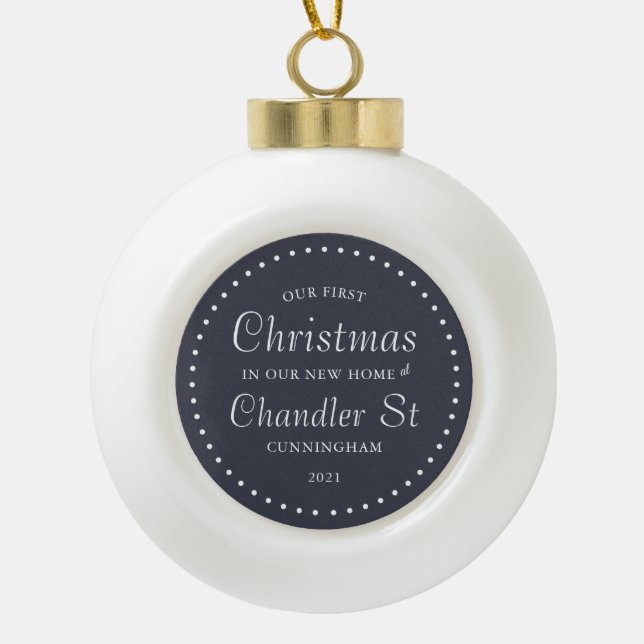 Boule En Céramique Notre premier Noël dans notre nouvelle maison Simp (Devant)