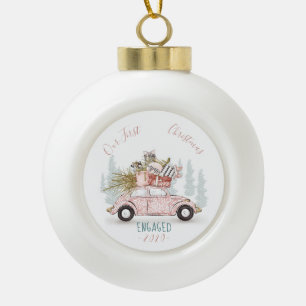 Boule En Céramique Notre première voiture d'aquarelle de Noël engagée