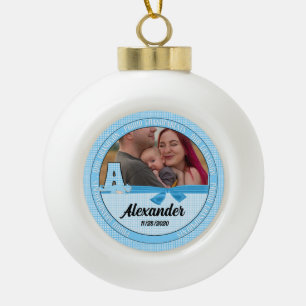 Boule En Céramique Nouvelle Grandparents Blue Gingham