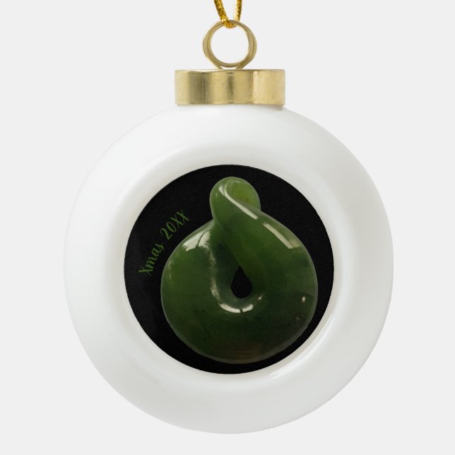 Boule En Céramique Nouvelle-Zélande Noël Greenstone Meri Kirihimete (Devant)