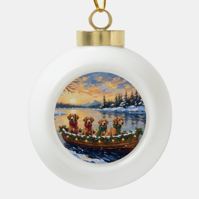 Boule En Céramique Nova Scotia Duck Tolling Retriever Christmas Boat  (Devant)
