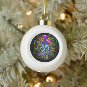 Boule En Céramique Octopus Luminescence psychédélique