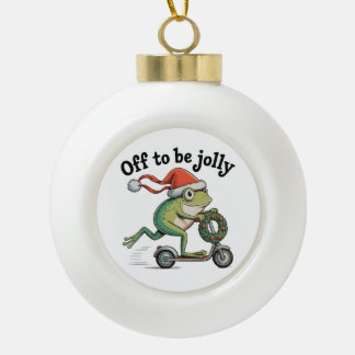 Boule En Céramique Off To Be Jolly Christmas Xmas Funny Frog Scooter