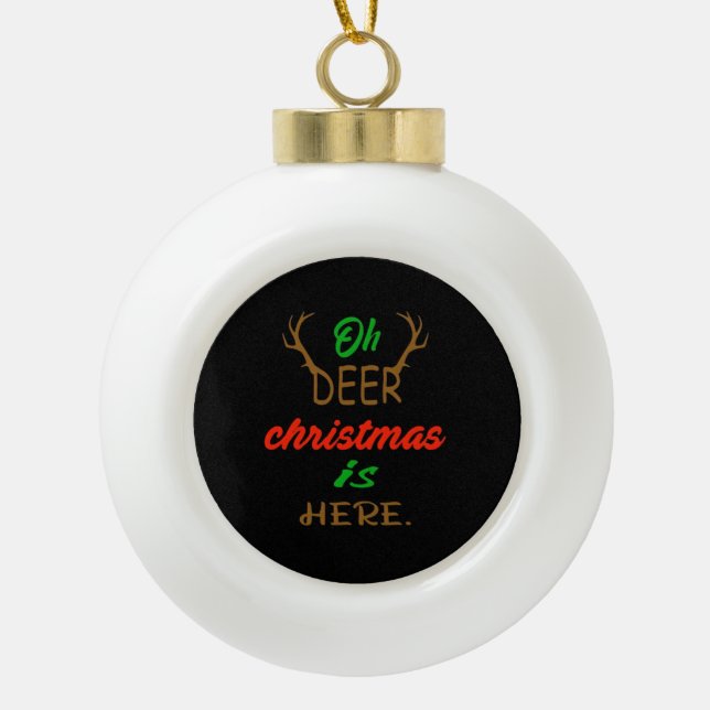 Boule En Céramique Oh Deer Christmas Celebration Holiday Design (Devant)