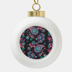 Boule En Céramique Paisley Stripe : Noir Décoratif Sans Seamless
