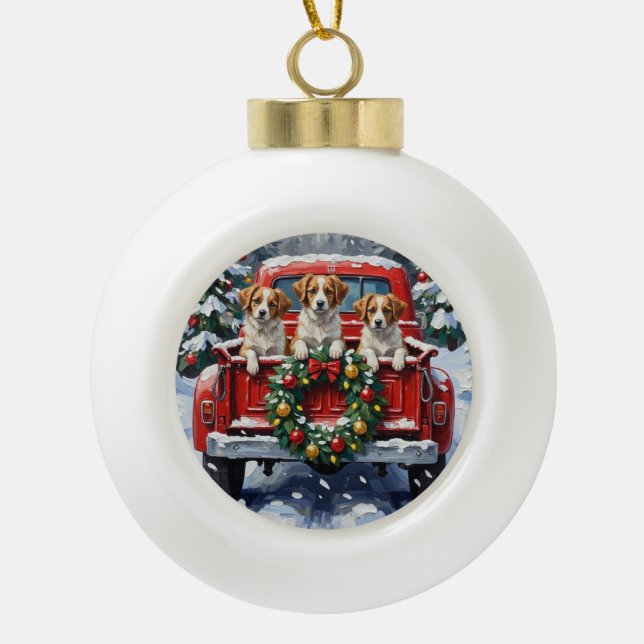 Boule En Céramique Papillon Christmas Red Truck Holiday (Devant)