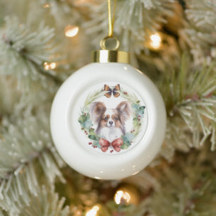Boule En Céramique Papillon Christmas Wreath Festive Pup