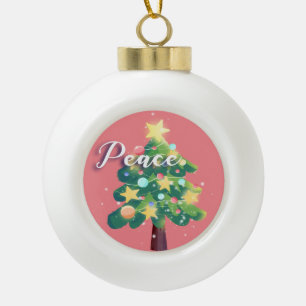 Boule En Céramique Peace Légende Carton Arbre de Noël rose