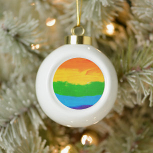 Boule En Céramique Peinture à l'huile Couleurs arc-en-ciel Gay Lesbia