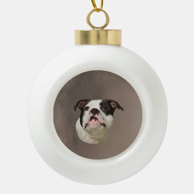 Boule En Céramique Peinture couleur d'eau Bulldog (Devant)