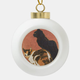 Boule En Céramique Peinture de deux chats vintages Steinlen