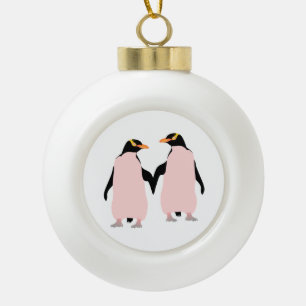 Boule En Céramique Penguins lesbiens Gay pride tenant les mains
