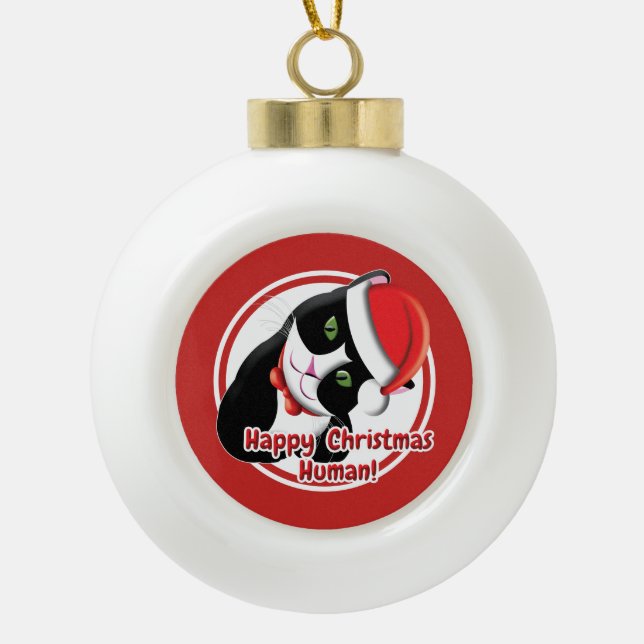 Boule En Céramique Père Noël Cat (Devant)