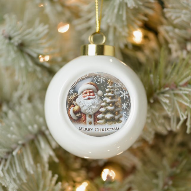 Boule En Céramique Père Noël Festive Cheer" - Noël classique (Arbre)