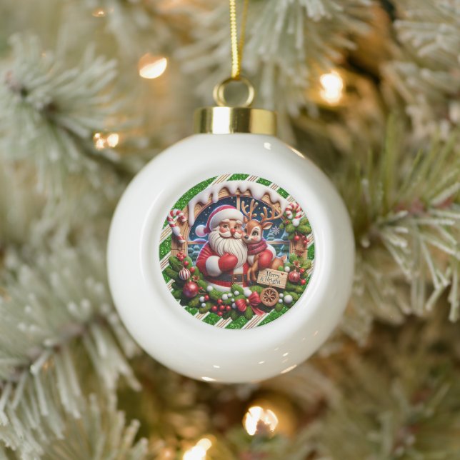 Boule En Céramique Père Noël Festive Ride" - Joyeux Noël (Arbre)
