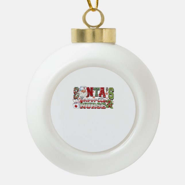 Boule En Céramique Père Noël Infirmière Favorite, Joyeuse Infirmière, (Devant)