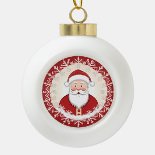 Boule En Céramique Père Noël parmi les flocons de neige