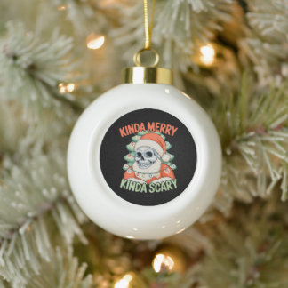 Boule En Céramique Père Noël squelette plutôt joyeux plutôt effrayant