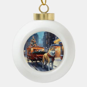Boule En Céramique Période de fêtes d'Akita de Noël