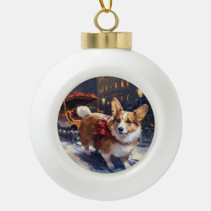 Boule En Céramique Période festive de Noël Corgi