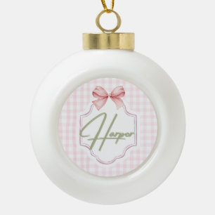 Boule En Céramique Personalisé Harper Baby Girl Nursery Bow&En vichy