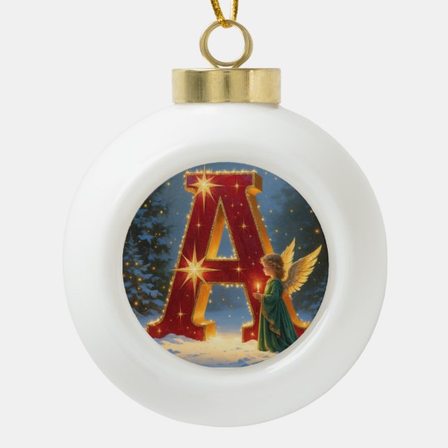 Boule En Céramique Personalized Christmas Ornament – Letter A Ceramic (Devant)