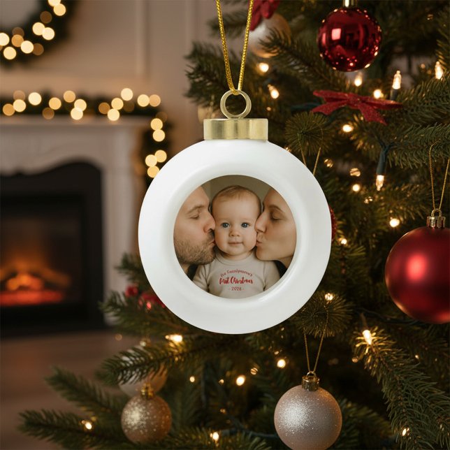 Boule En Céramique Personalized First Christmas Photo  (Créateur téléchargé)