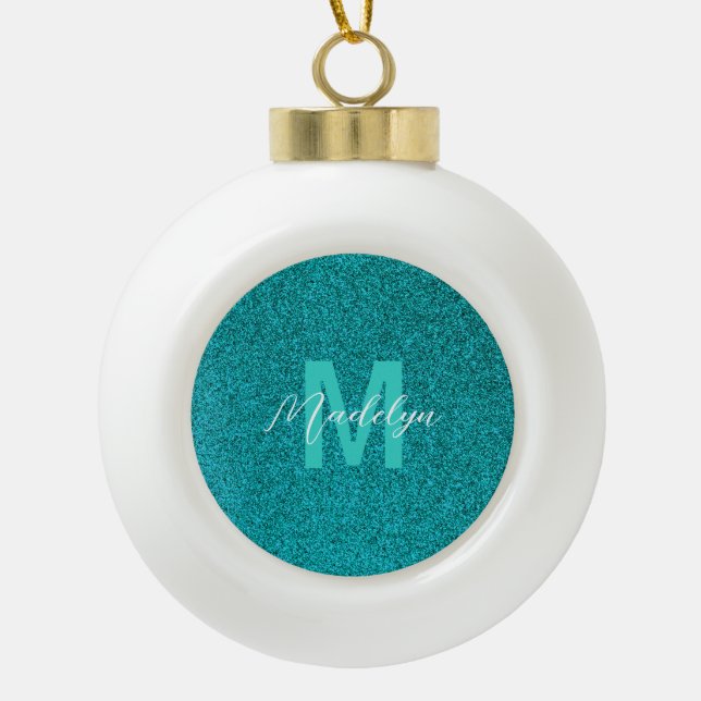 Boule En Céramique Personalized Name Stylish Glitter green (Devant)