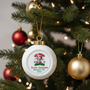 Boule En Céramique Personnaliser le premier Noël de bébé, Santa cerf 