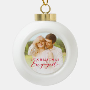 Boule En Céramique Photo de fiançailles de Noël
