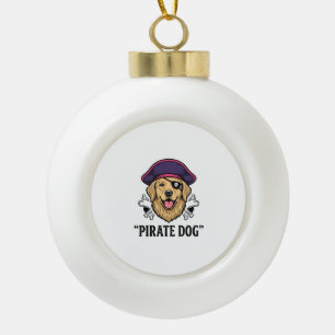 Boule En Céramique Pirate Chien Gravure Vintage Dessin de T-shirt_1